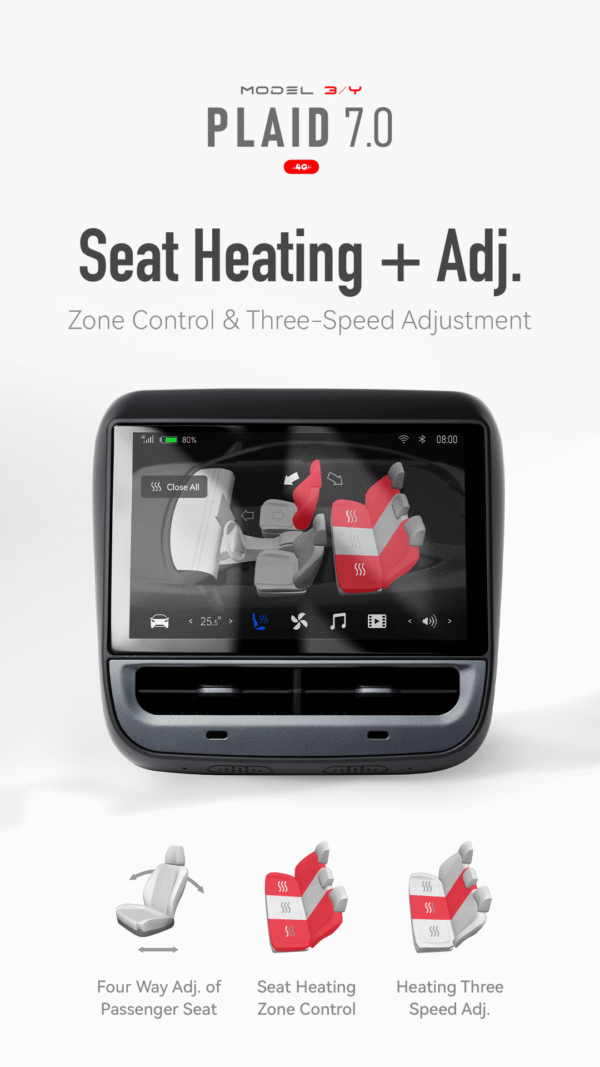 TESLA Model 3/Y 7-inch 4G CarPay Rear Entertainment & Climate Control Screen (V3)