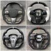 Customized Sport Round Heated Real Carbon Fiber Steering Wheel For Model 3/ Y