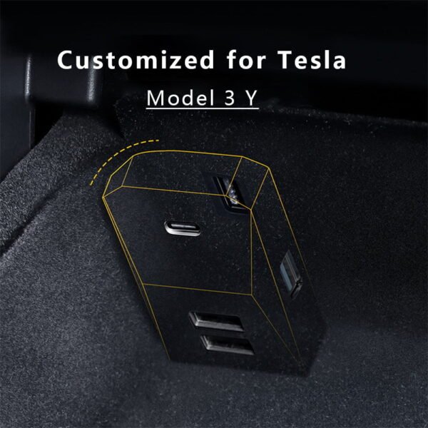 Tesla Model 3/Y Glove Box USB Hub Cybertrunk Style 4-in-1 USB Hub