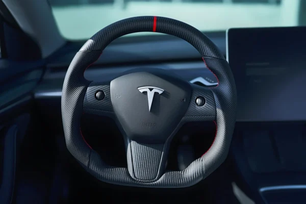 Customized Sport Round Heated Real Carbon Fiber Steering Wheel For Model 3/ Y