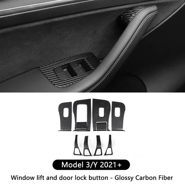 Model 3/Y 2017-2023 Real Carbon Fiber Window & Door Button Switch Parts