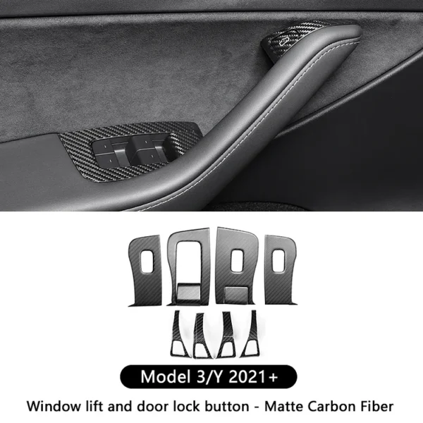 Model 3/Y 2017-2023 Real Carbon Fiber Window & Door Button Switch Parts