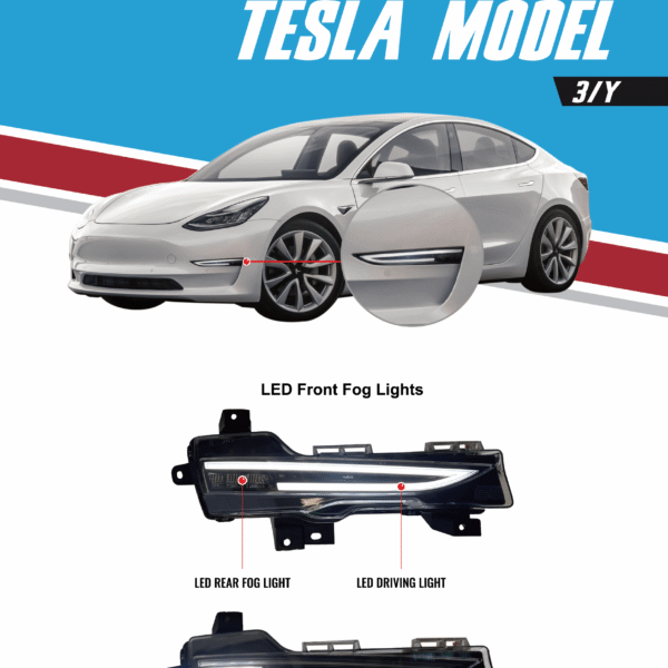 Tesla Model 3/Y Front Fog Lights LED Turn Signal Lamp