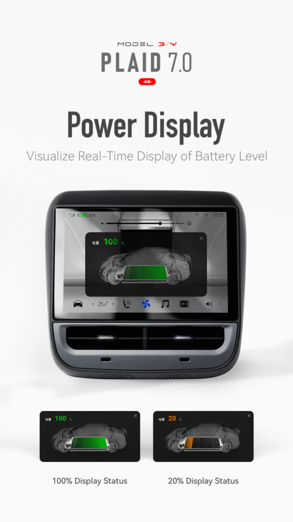 TESLA Model 3/Y 7-inch 4G CarPay Rear Entertainment & Climate Control Screen (V3)