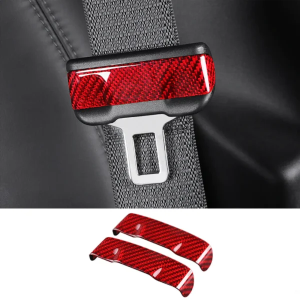 Real Carbon Fiber Seat Belt Fascia Cover for Model 3/Y 2017-2023 (2 PCS)