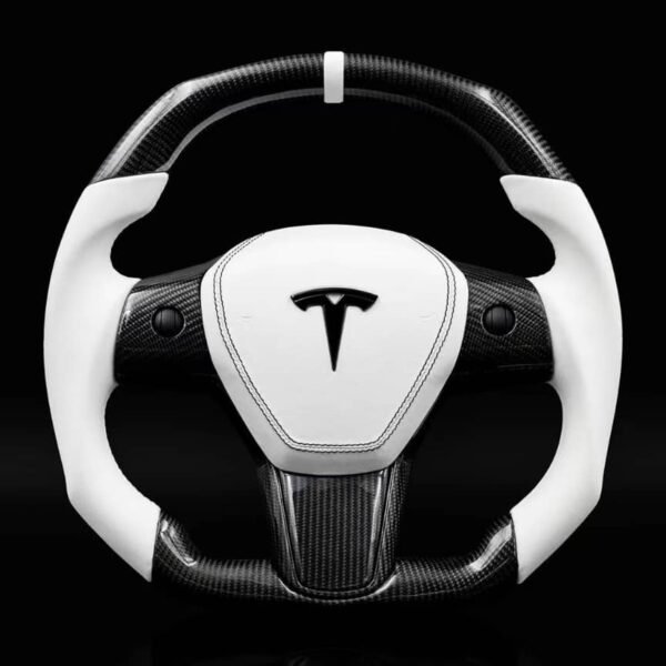 Tesla Model 3 2021 Customized Sport Round Heated Real Carbon Fiber Steering Wheel