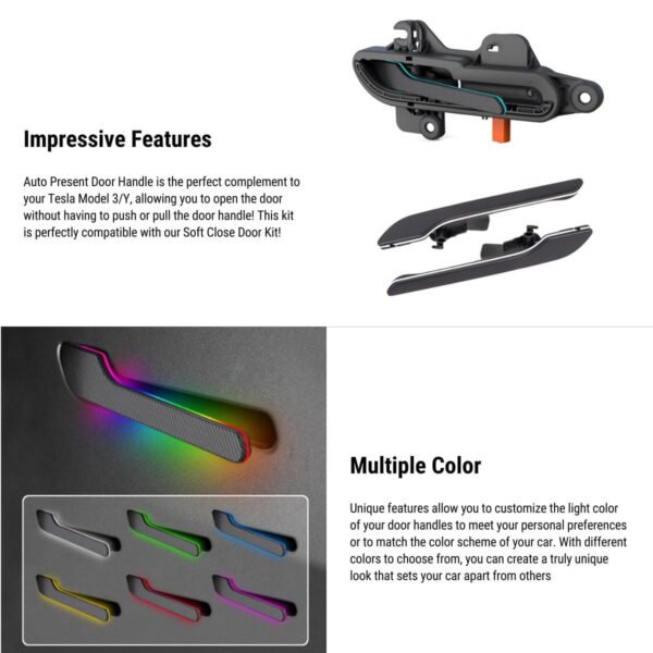 Tesla 2024 Model 3 Highland Auto Present Door Handle with LED (4PCS)