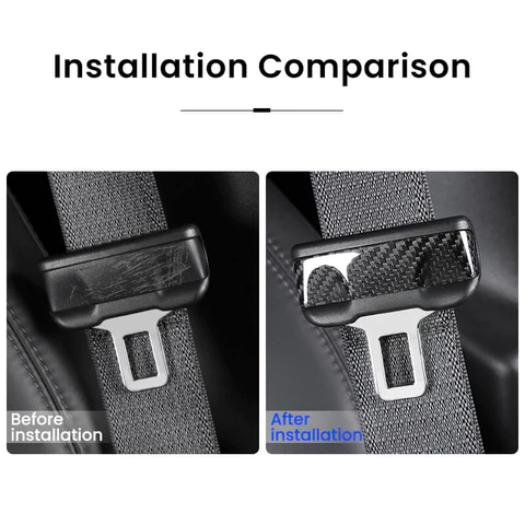 Real Carbon Fiber Seat Belt Fascia Cover for Model 3/Y 2017-2023 (2 PCS)