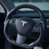 Customized Sport Round Heated Real Carbon Fiber Steering Wheel For Model 3/ Y