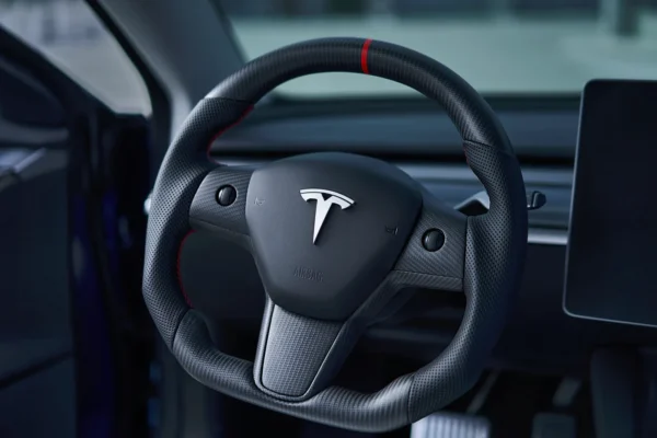 Customized Sport Round Heated Real Carbon Fiber Steering Wheel For Model 3/ Y