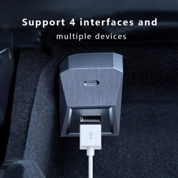 Tesla Model 3/Y Glove Box USB Hub Cybertrunk Style 4-in-1 USB Hub