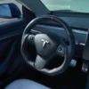 Customized Sport Round Heated Real Carbon Fiber Steering Wheel For Model 3/ Y