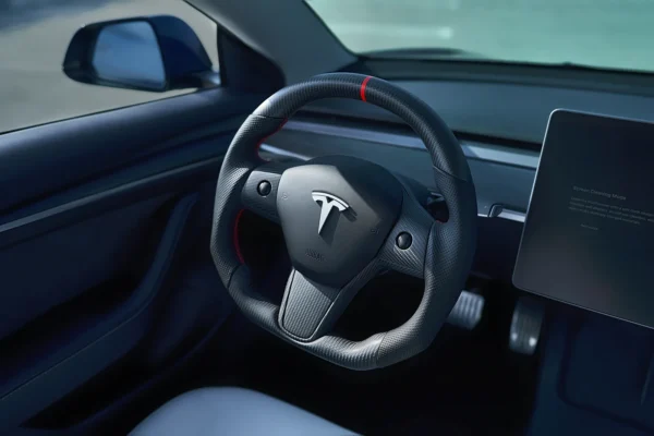 Customized Sport Round Heated Real Carbon Fiber Steering Wheel For Model 3/ Y