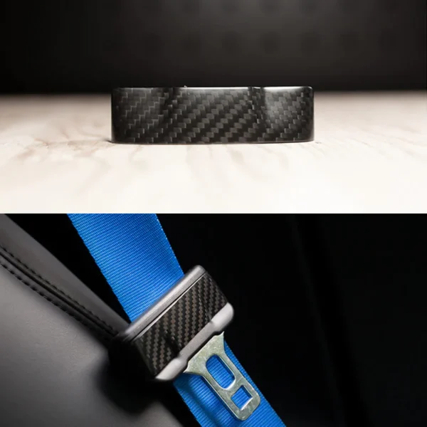 Real Carbon Fiber Seat Belt Fascia Cover for Model 3/Y 2017-2023 (2 PCS)